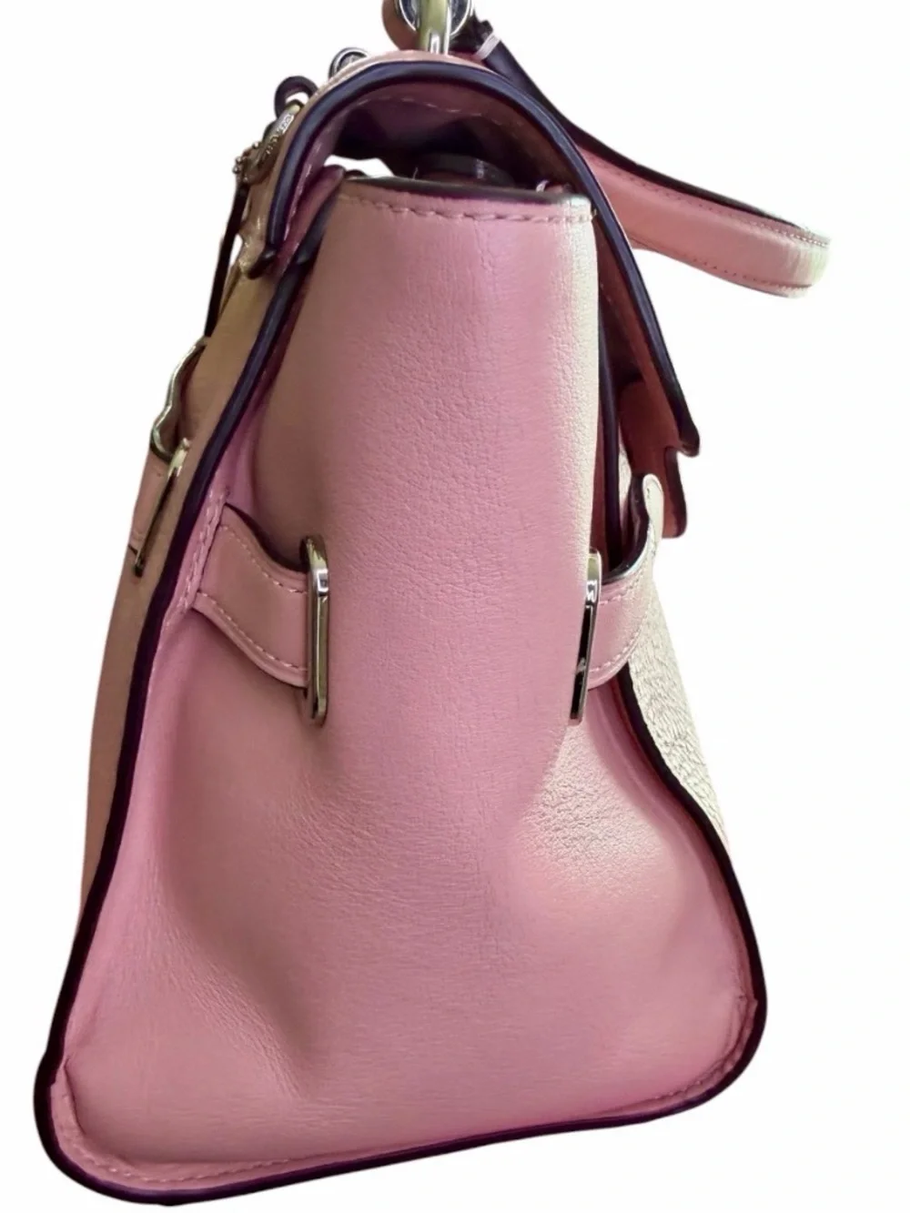 COACH Pink Pebble Leather Turnlock Satchel Authentic